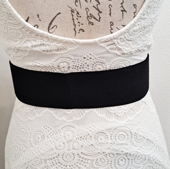 Womens Black Vintage corset boho elastic wide Faux leather gold stick waist belt - Picture 6 of 11